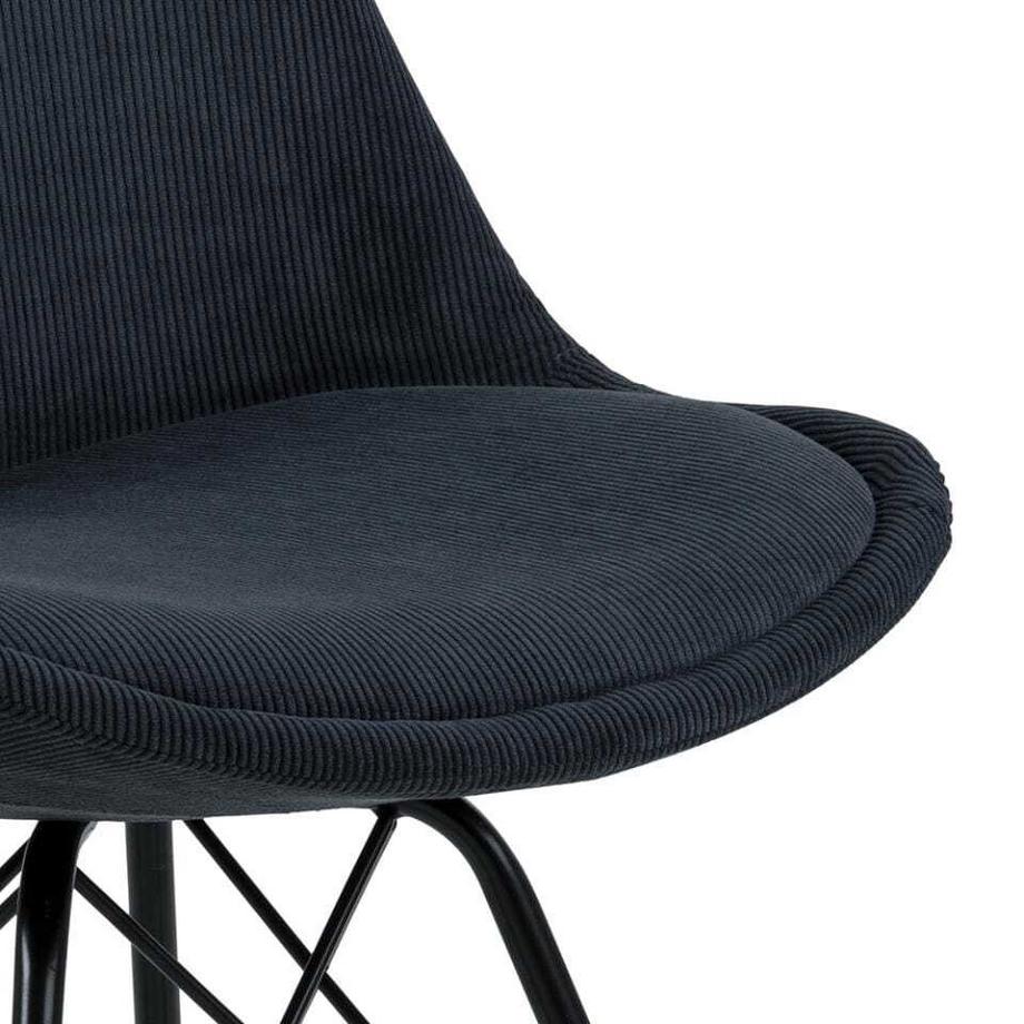 mutoni Chaise de salle à manger Giada Retro Wind Tissu Anthracite Noir  