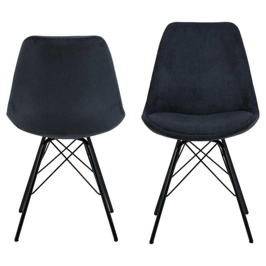 mutoni Chaise de salle à manger Giada Retro Wind Tissu Anthracite Noir  