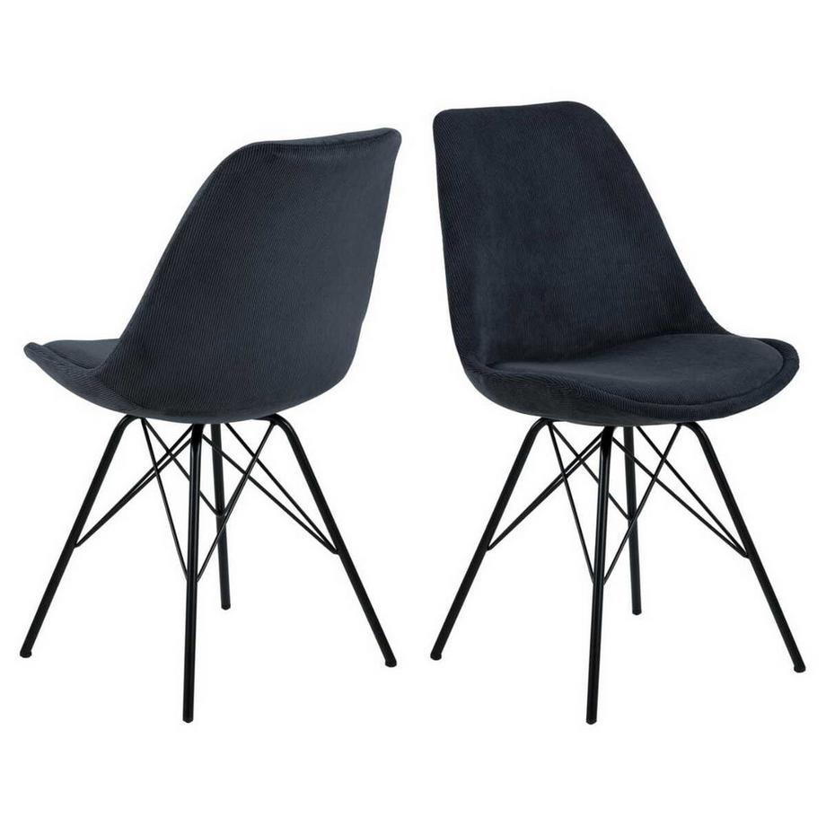 Chaise de salle à manger Giada Retro Wind Tissu Anthracite Noir