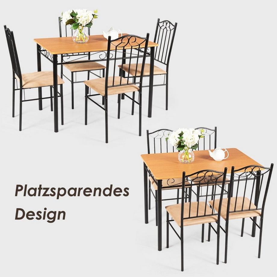 Northio  5-teiliges Esstisch-Set mit 4 Gepolsterter Stühlen Essgruppe Sitzgruppe für Esszimmer Küche 