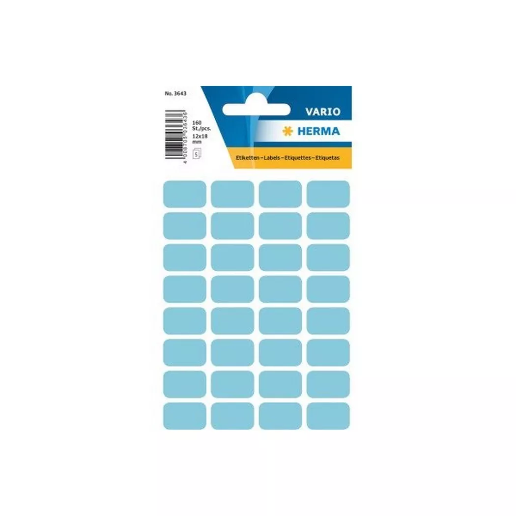HERMA – Etiketten 12×18mm 3643 blau 160 Stück, One Size