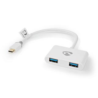 Nedis  Adattatore USB multiporta | USB 3.1 Gen1 | USB-C™ Maschio | 2x USB-A | 1000 Mbps | 0,20 m | Rotondo | Placcato oro | PVC | Bianco | Scatola con finestra 