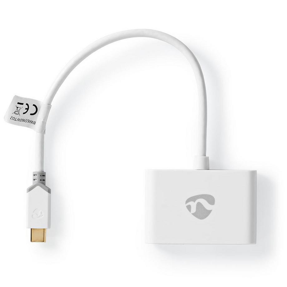 Nedis  USB-Multi-Port-Adapter | USB 3.1 Gen1 | USB-C™ Male | 2x USB-A | 1000 Mbps | 0,20 m | Rund | Vergoldet | PVC | Weiß | Box mit Fenster 