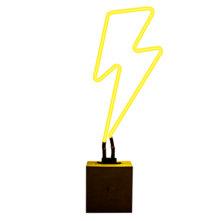 Locomocean Glas Neon Tischlampe mit Betonsockel - Blitz  