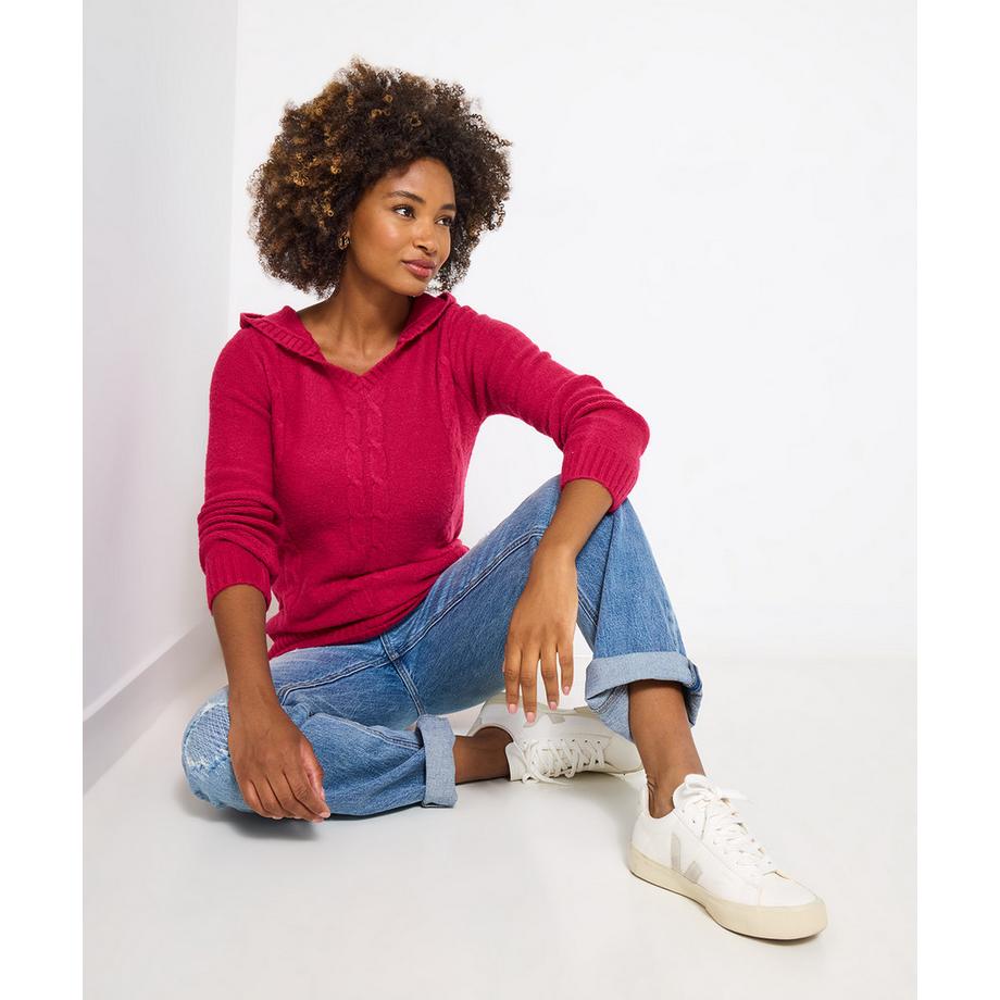 Joe Browns Maglione lampone con cappuccio a trecce  