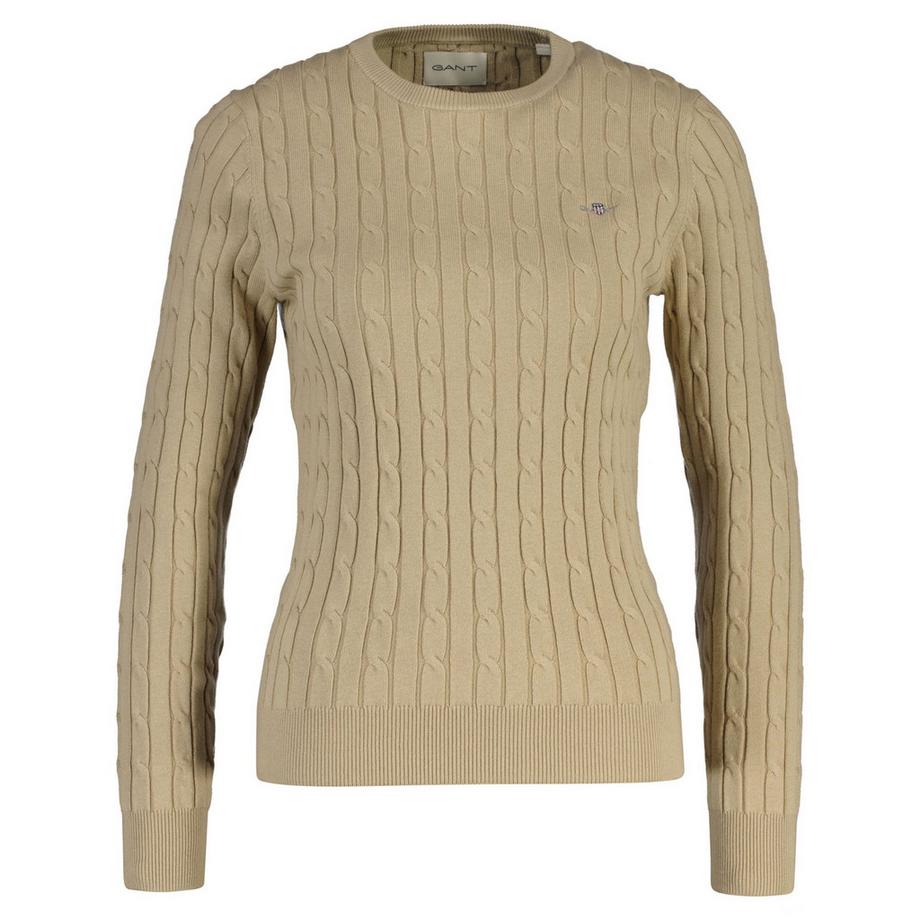 Pull en tricot  Conforme à la silhouette-STRETCH COTTON CABLE C-NECK