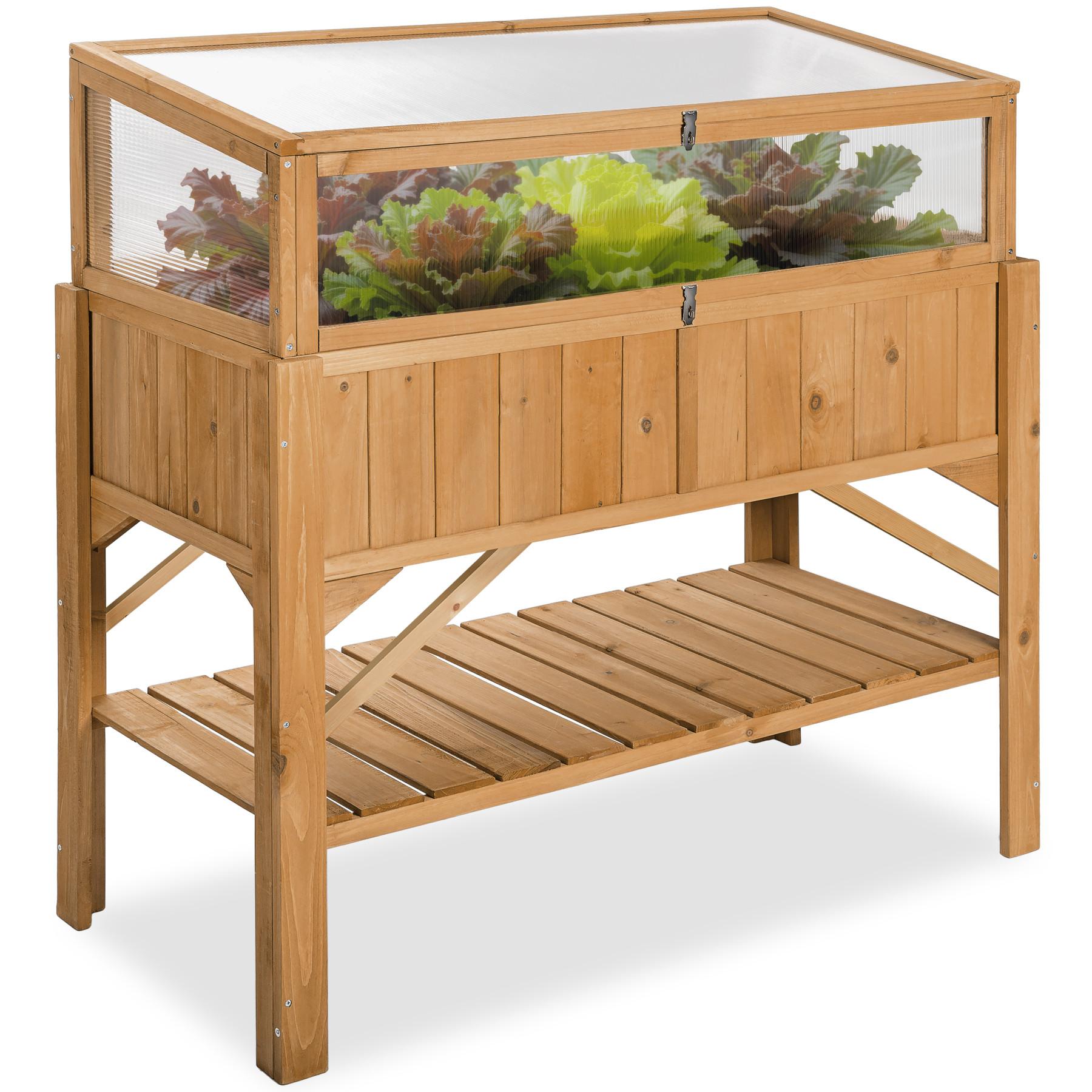 Image of Hochbeet mit Ablage und Frühbeet-Aufsatz 119x53x124cm Hochbeet mit Ablage und Frühbeet-Aufsatz 119x53x124cm