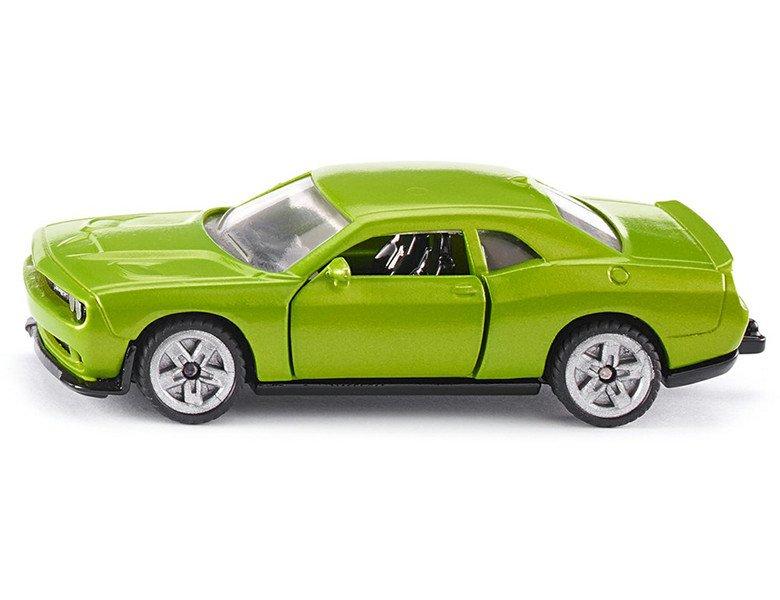 siku  1408, Dodge Challenger SRT Hellcat, Metall/Kunststoff, Grün, Öffenbare Türen, Spielzeugauto für Kinder 