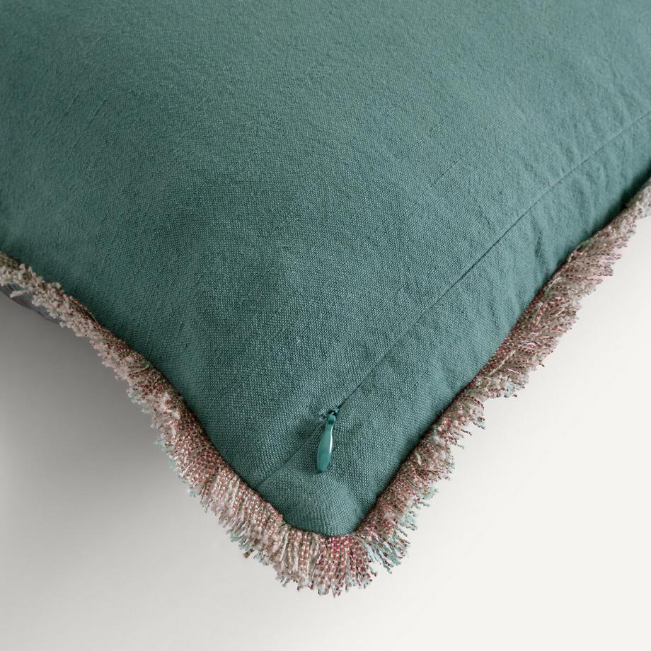 AM.PM Housse de coussin brodée en lin et coton  