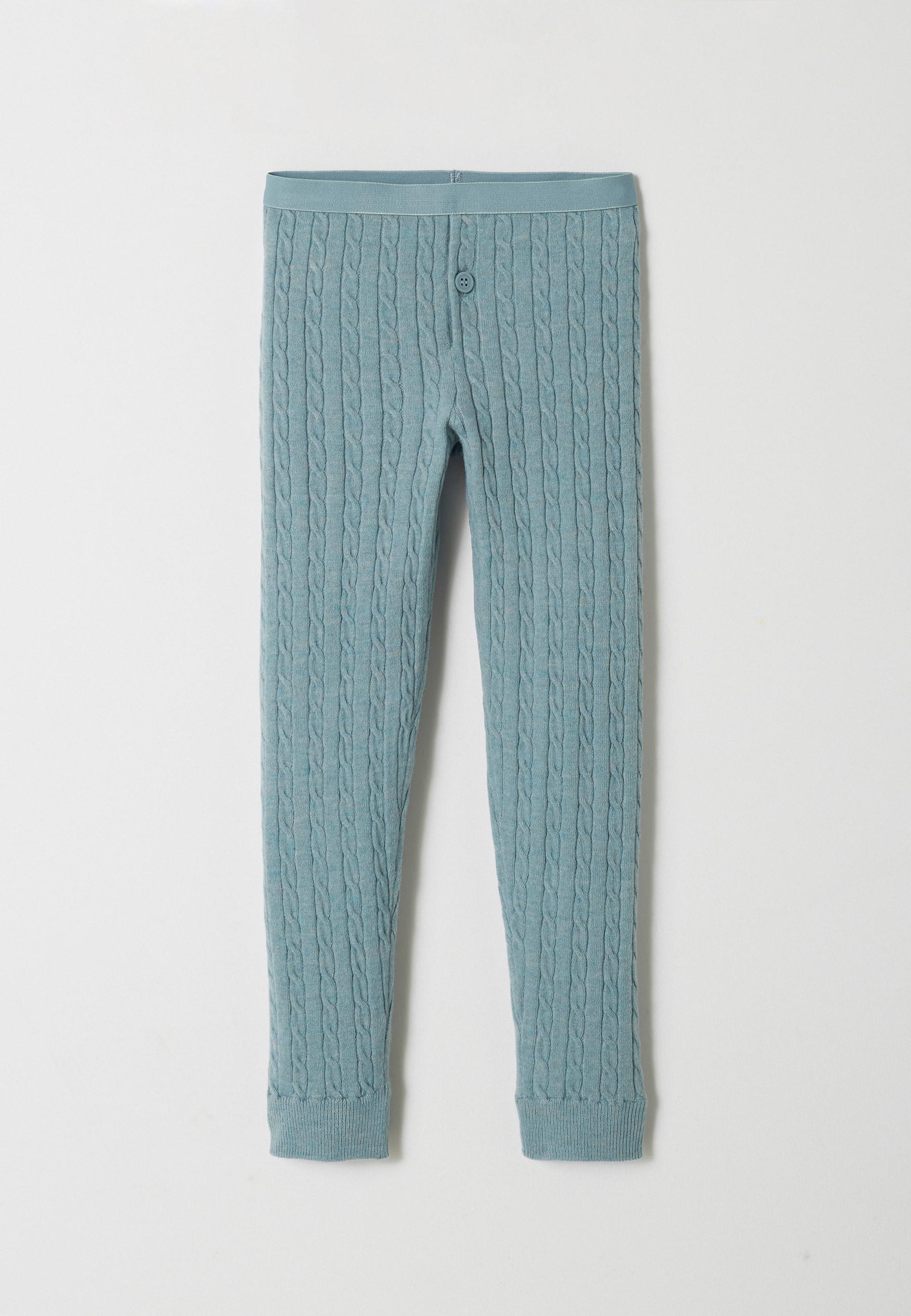 Image of Lange Unterhose Für Jungen Im Zopfmuster-design Thermolactyl Unisex Grün 86
