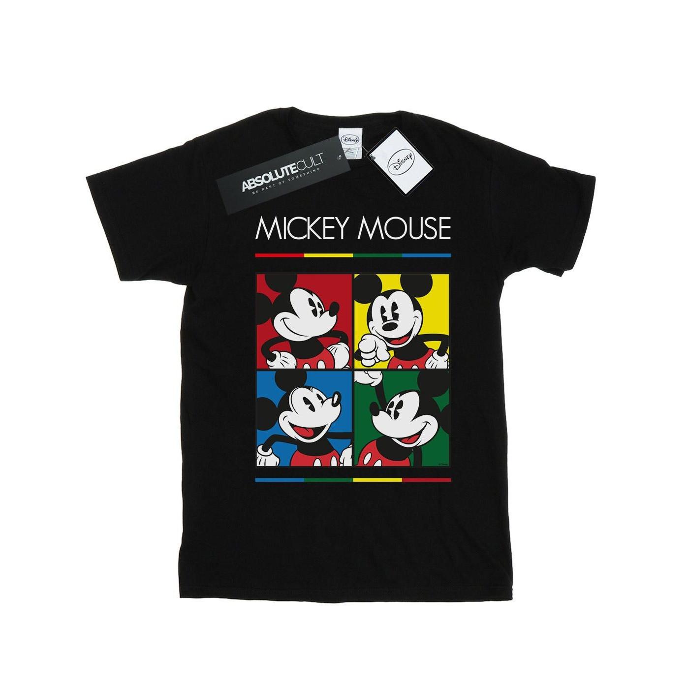 Image of Mickey Mouse Square Colour Tshirt Unisex Schwarz 116