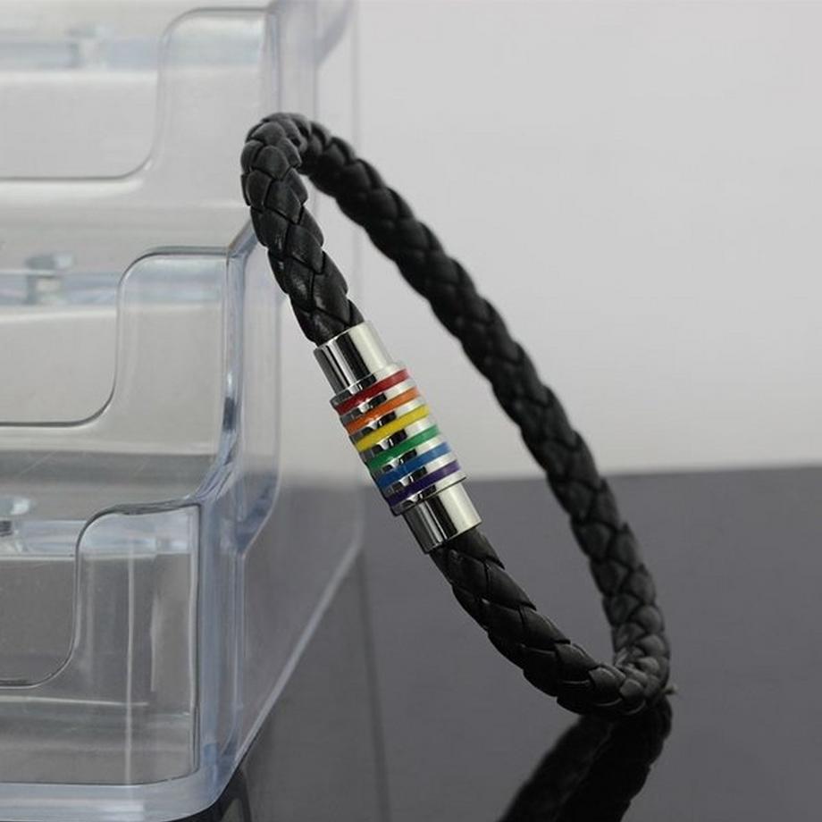 eStore  Bracciale Pride - Arcobaleno d'argento - Chiusura magnetica 