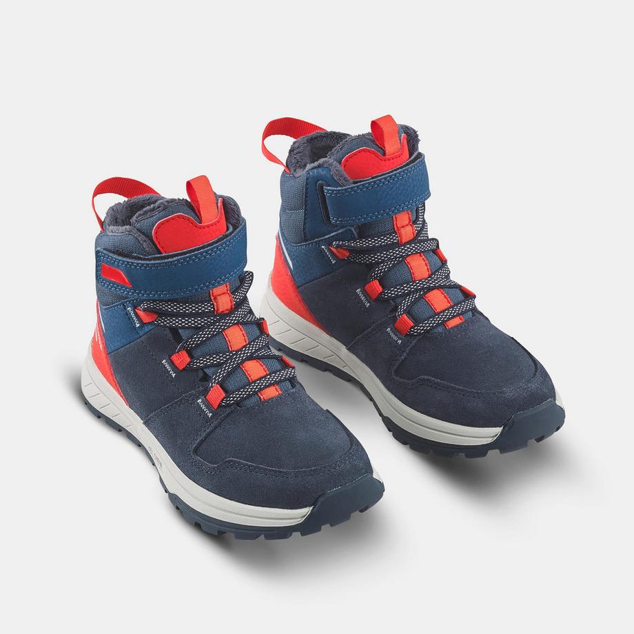 QUECHUA Winterschuhe Kinder Leder Klett warm wasserdicht - SH500  