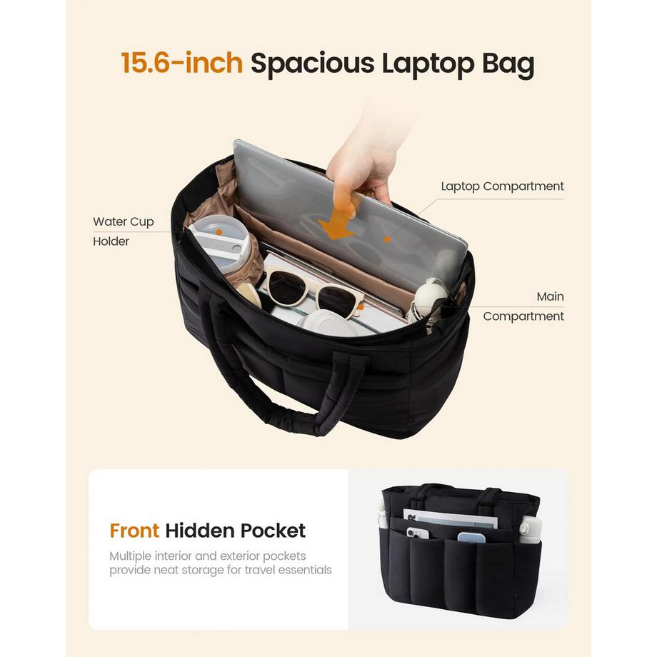Only-bags.store Grosse leichte Puffer Einkaufstasche mit vielen Fächern  