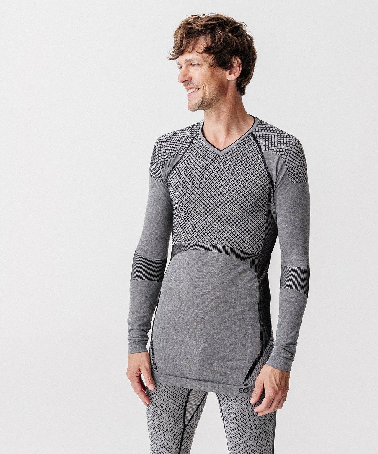 Image of Shirt Mit V-ausschnitt, Activ Body Thermolactyl Wärmegrad 3. Herren Grau XXL/3XL