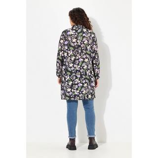 Ulla Popken  Blusa dal taglio lungo e svasato con fiori, colletto da camicia e maniche lunghe 