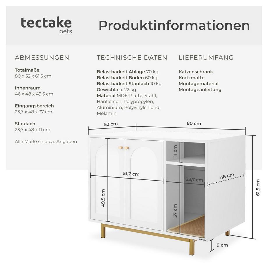Tectake  Mobile lettiera  Kalea Ingresso laterale 