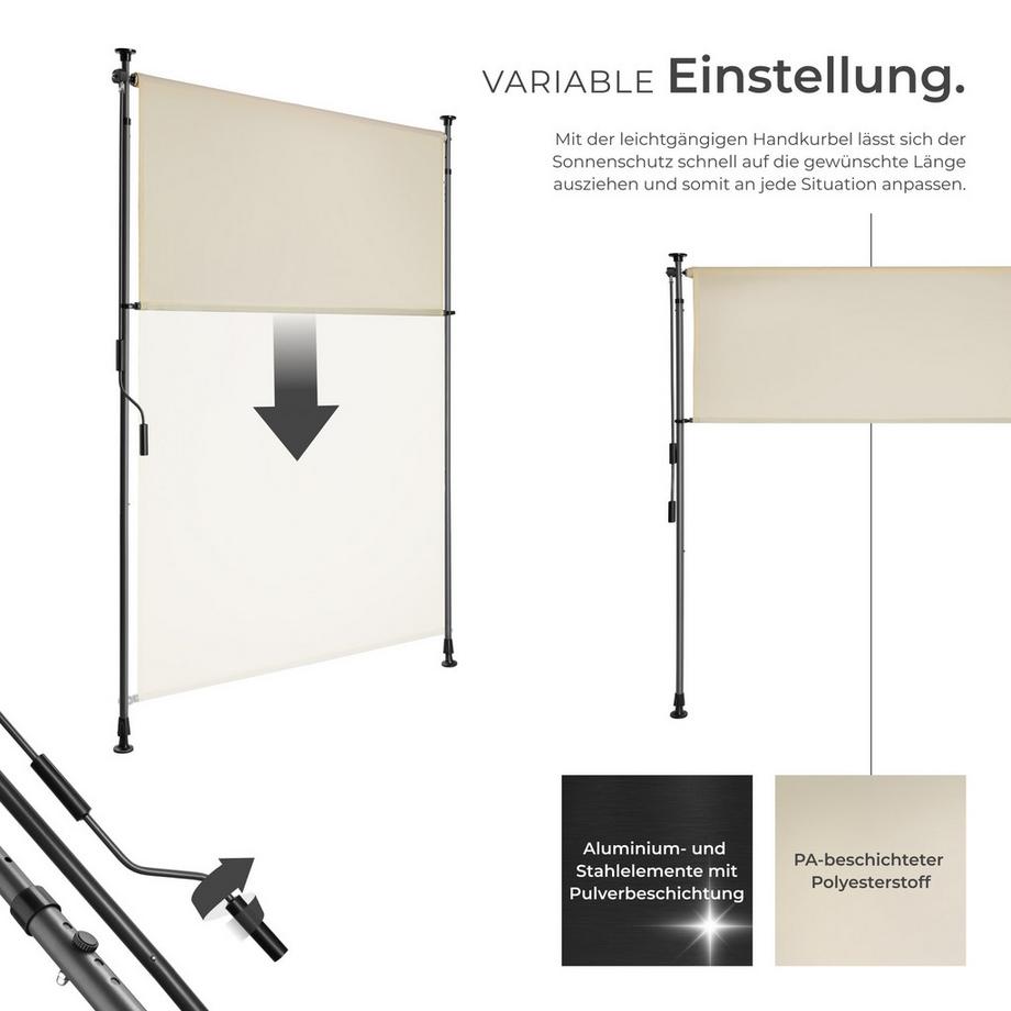 Tectake Klemmmarkise Taija verschiedene Größen UV-beständig und wasserabweisend  