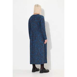 Ulla Popken  Jersey-Midikleid, A-Linie, Zierbänder, Rundhals, Langarm 