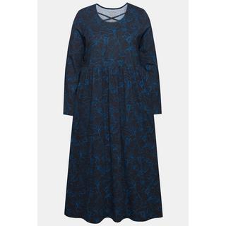 Ulla Popken  Jersey-Midikleid, A-Linie, Zierbänder, Rundhals, Langarm 