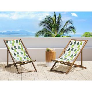 Beliani Lot de 2 chiliennes pliantes en Tissu Moderne ANZIO  