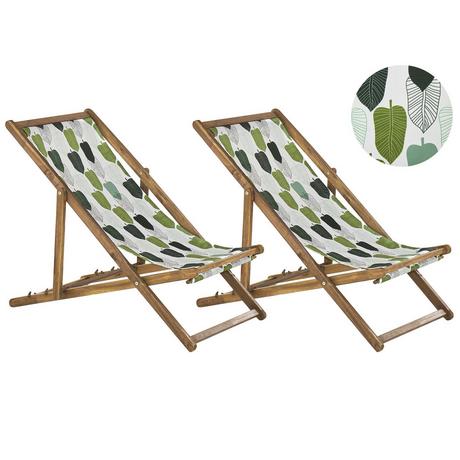 Beliani Lot de 2 chiliennes pliantes en Tissu Moderne ANZIO  