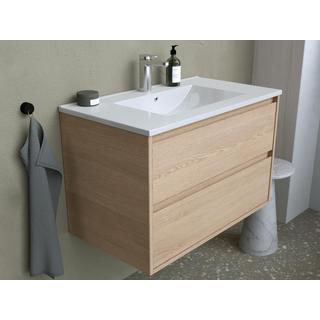 Vente-unique Waschbeckenunterschrank hängend mit Einbauwaschbecken - 80 cm - Eichenholzfurnier - MILIPAM  