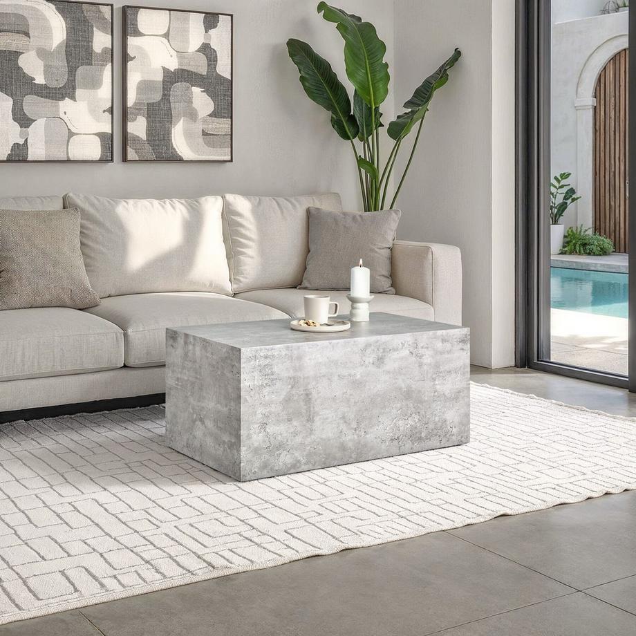 Tectake Couchtisch Lasley minimalistisches Design robustes MDF in Betonoptik  