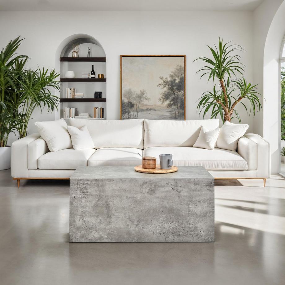 Tectake Couchtisch Lasley minimalistisches Design robustes MDF in Betonoptik  