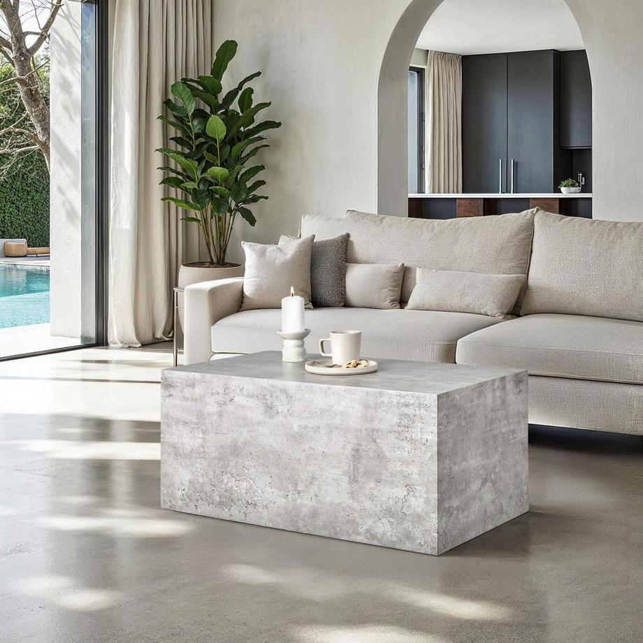 Tectake Couchtisch Lasley minimalistisches Design robustes MDF in Betonoptik  