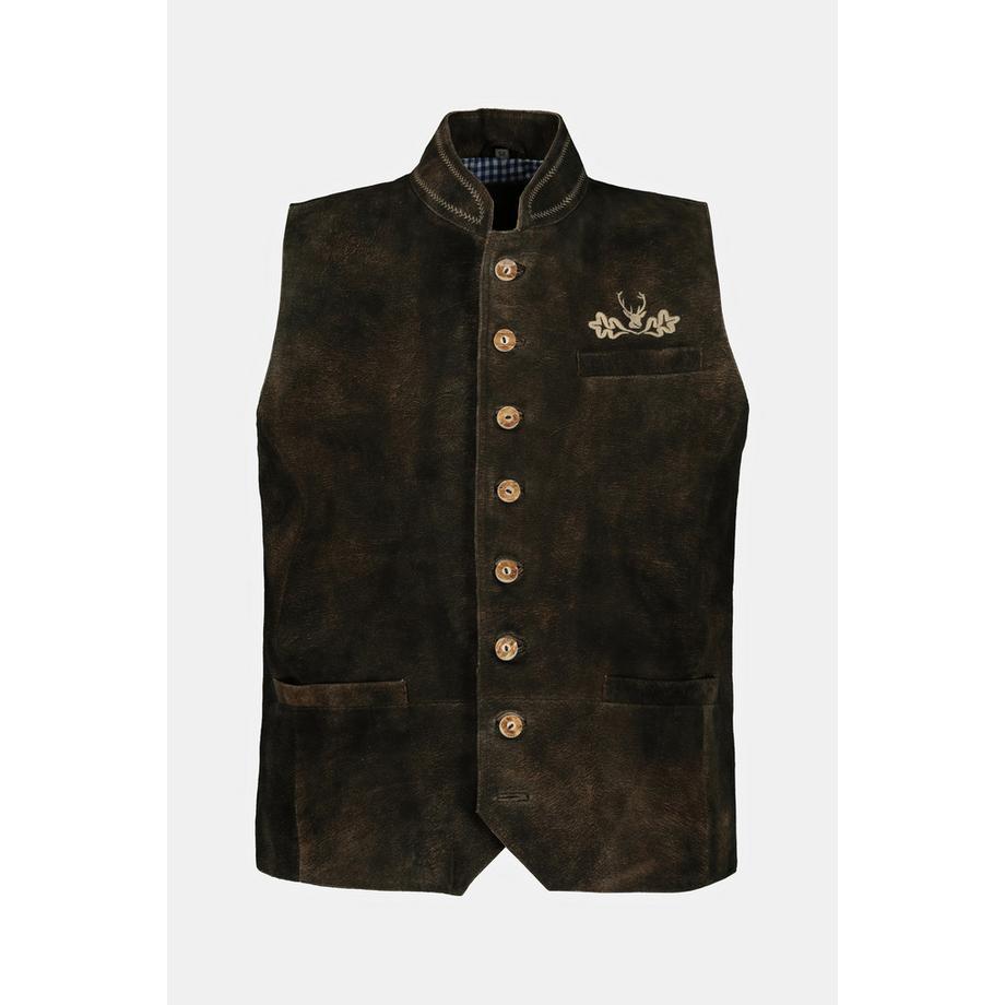JP1880 Gilet Tradizionale in Pelle Scamosciata di Capra Collo Alto  