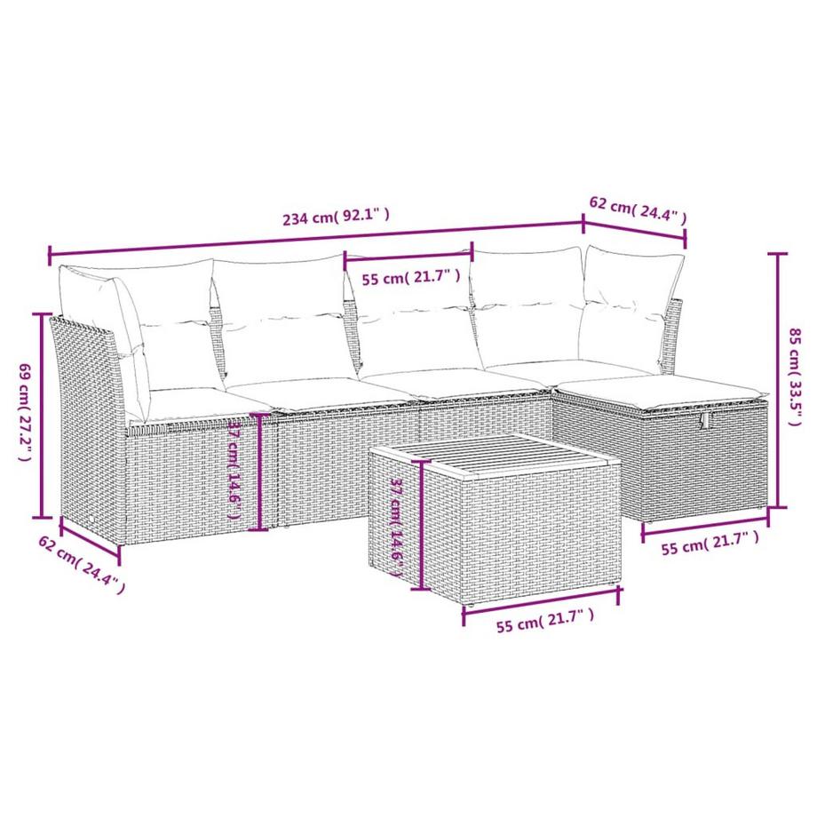 VidaXL Garten sofagarnitur poly-rattan  