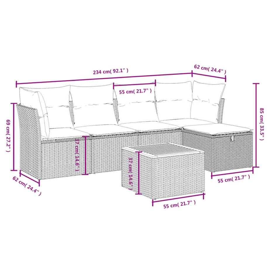 VidaXL Garten sofagarnitur poly-rattan  