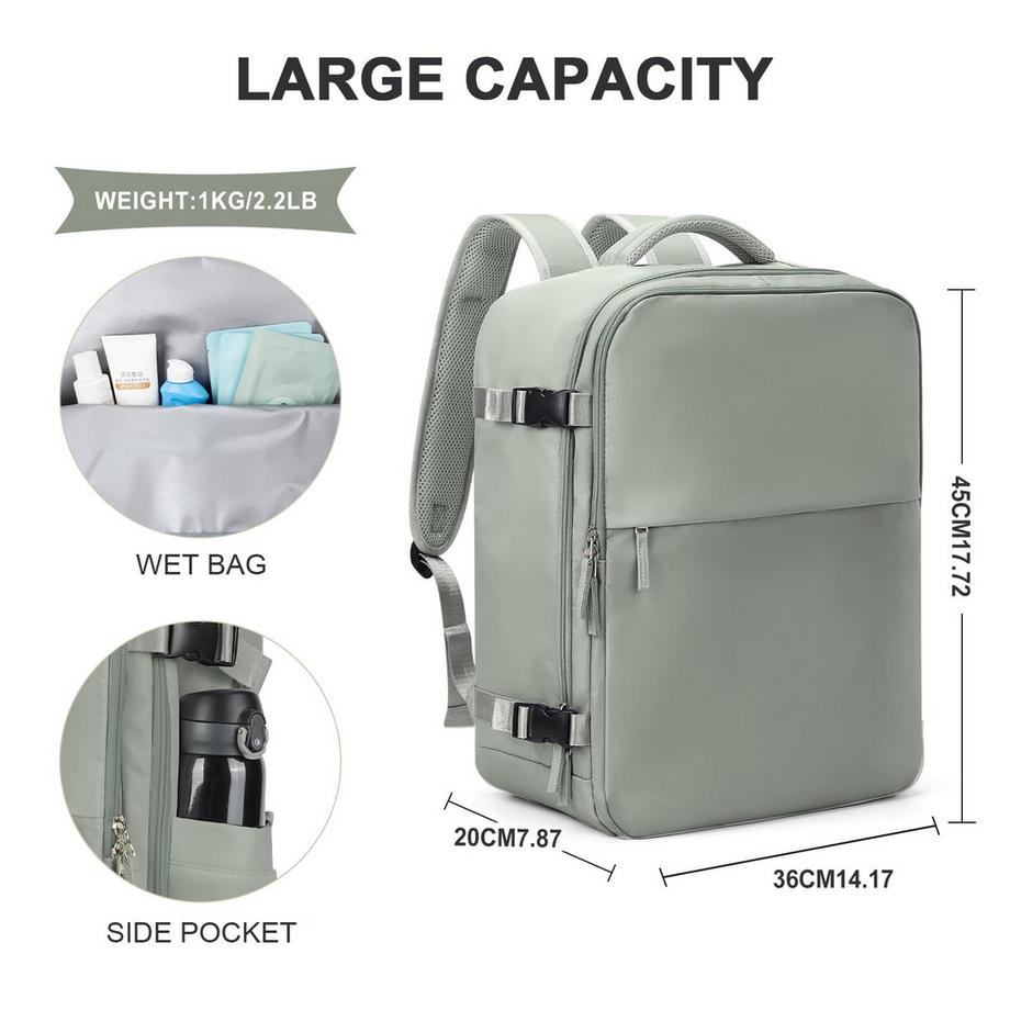 Only-bags.store Sac à dos de voyage étanche pour bagage à main d'avion avec compartiment pour ordinateur portable  