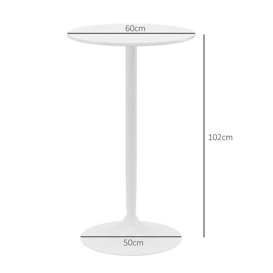 Northio Bartisch Stehtisch Esstisch Runder Tresentisch, Küchentisch für Wohnzimmer, Esszimmer, Stahl, Weiß, Ø60 x 102 cm  