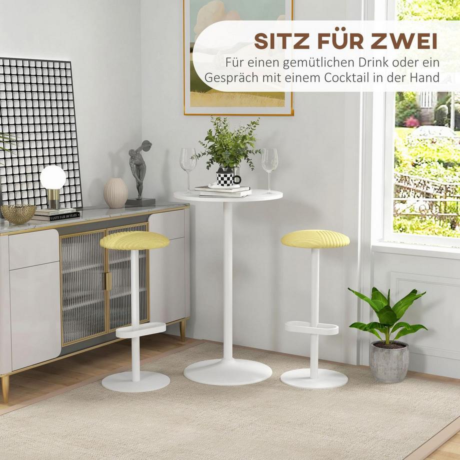 Northio Bartisch Stehtisch Esstisch Runder Tresentisch, Küchentisch für Wohnzimmer, Esszimmer, Stahl, Weiß, Ø60 x 102 cm  