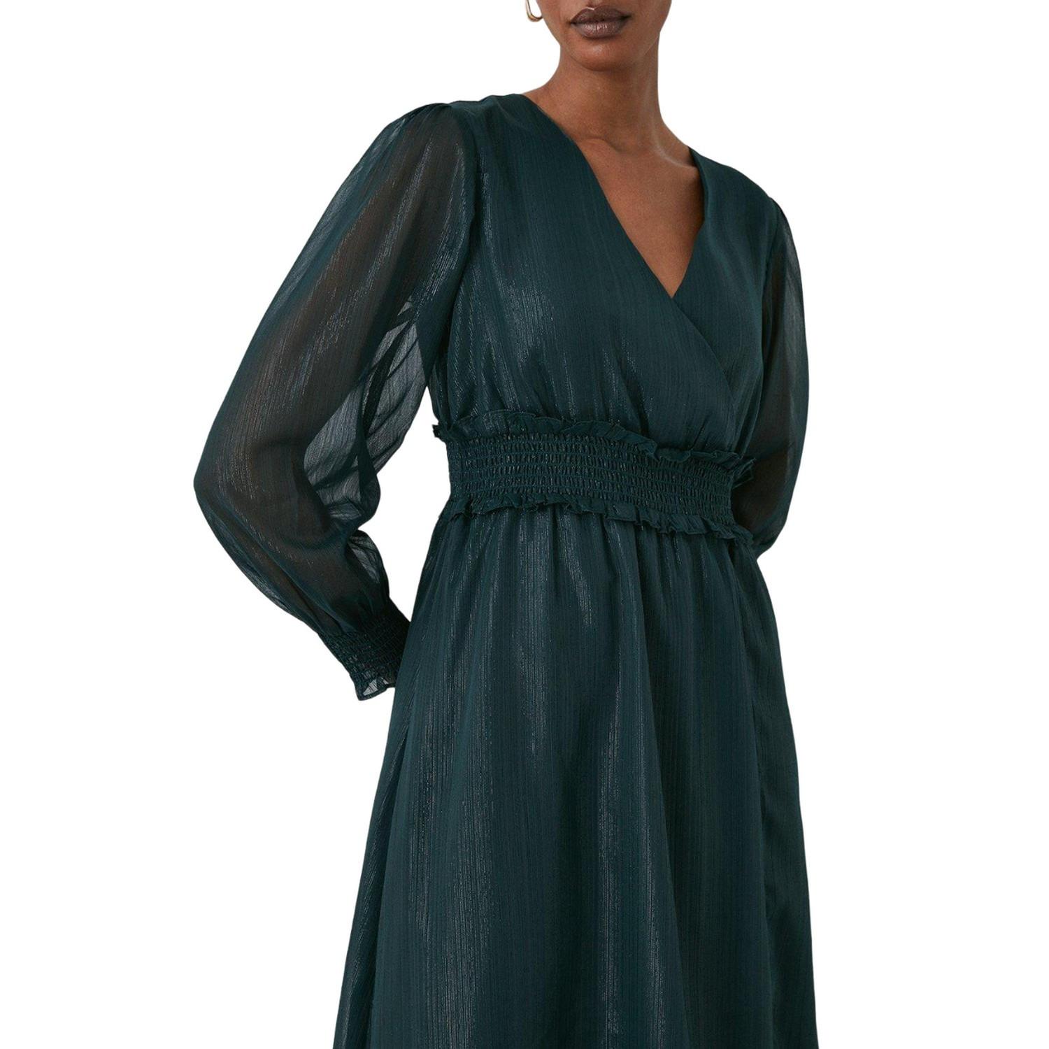 Image of Midikleid Geraffte Taille Damen Grün 36
