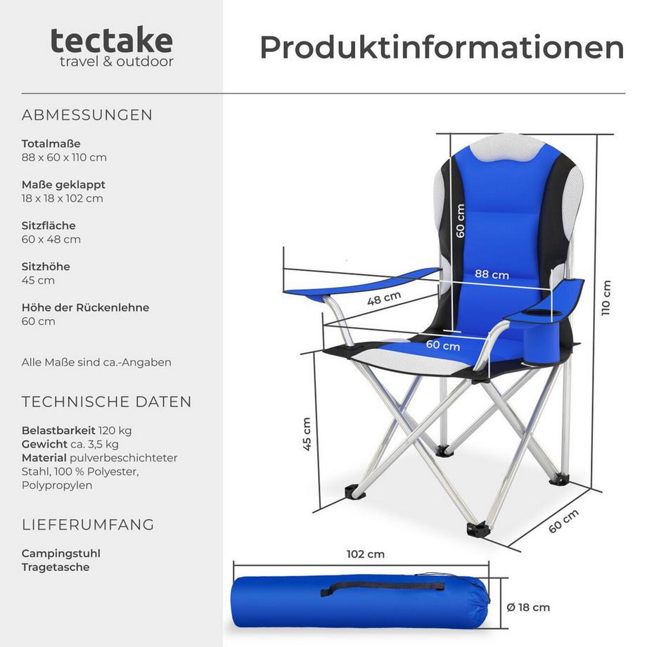 Tectake  Campingstuhl mit Polsterung 