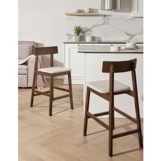 Beliani Lot de 2 chaises de bar en Bois d'hévéa Rétro ISANTI  