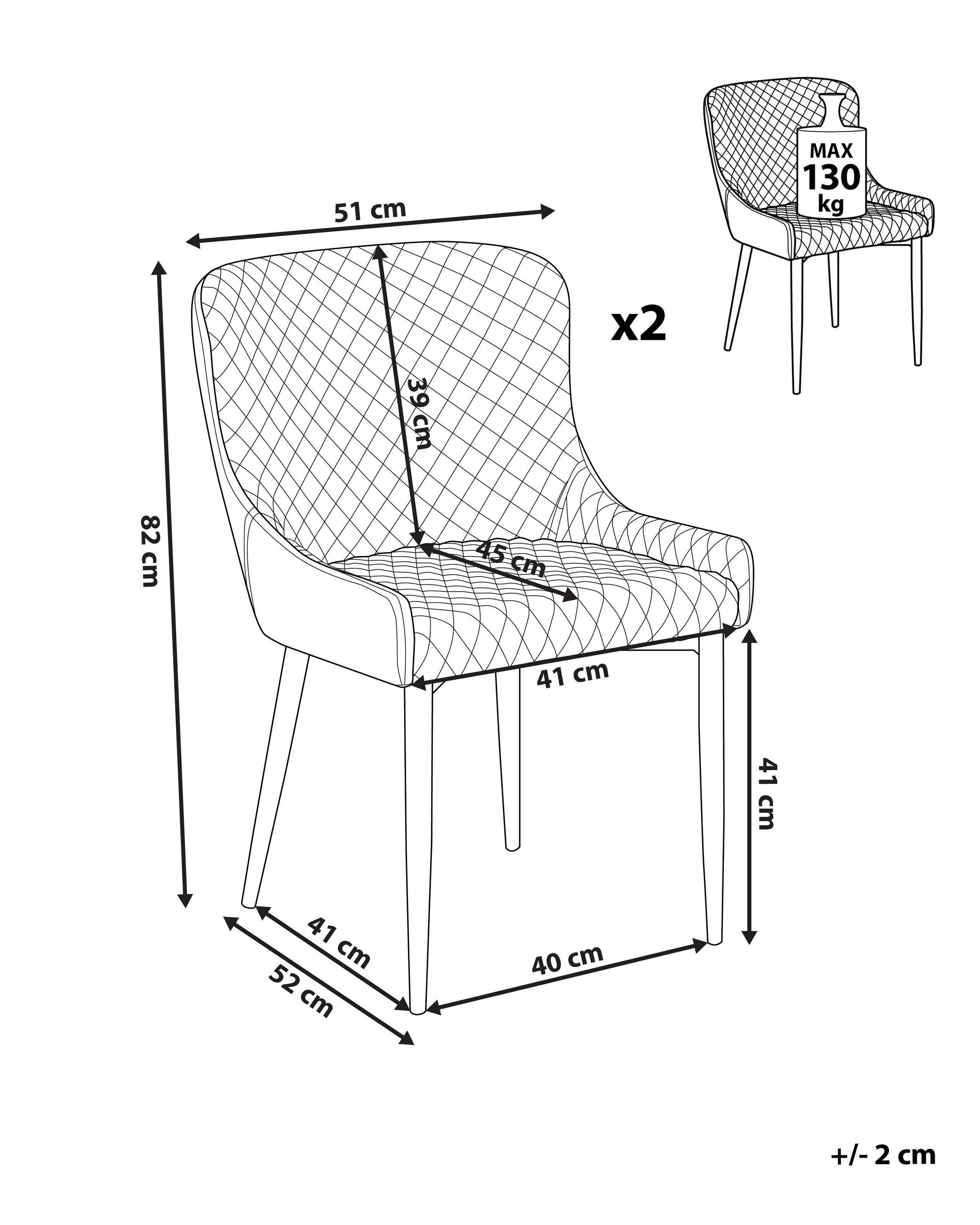 Beliani Lot de 2 chaises de salle à manger en Cuir PU Glamour SOLANO  