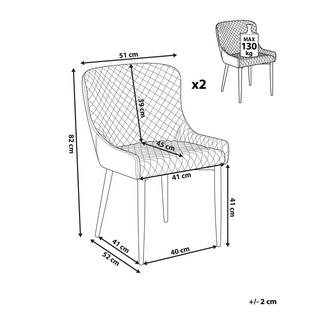 Beliani Lot de 2 chaises de salle à manger en Cuir PU Glamour SOLANO  