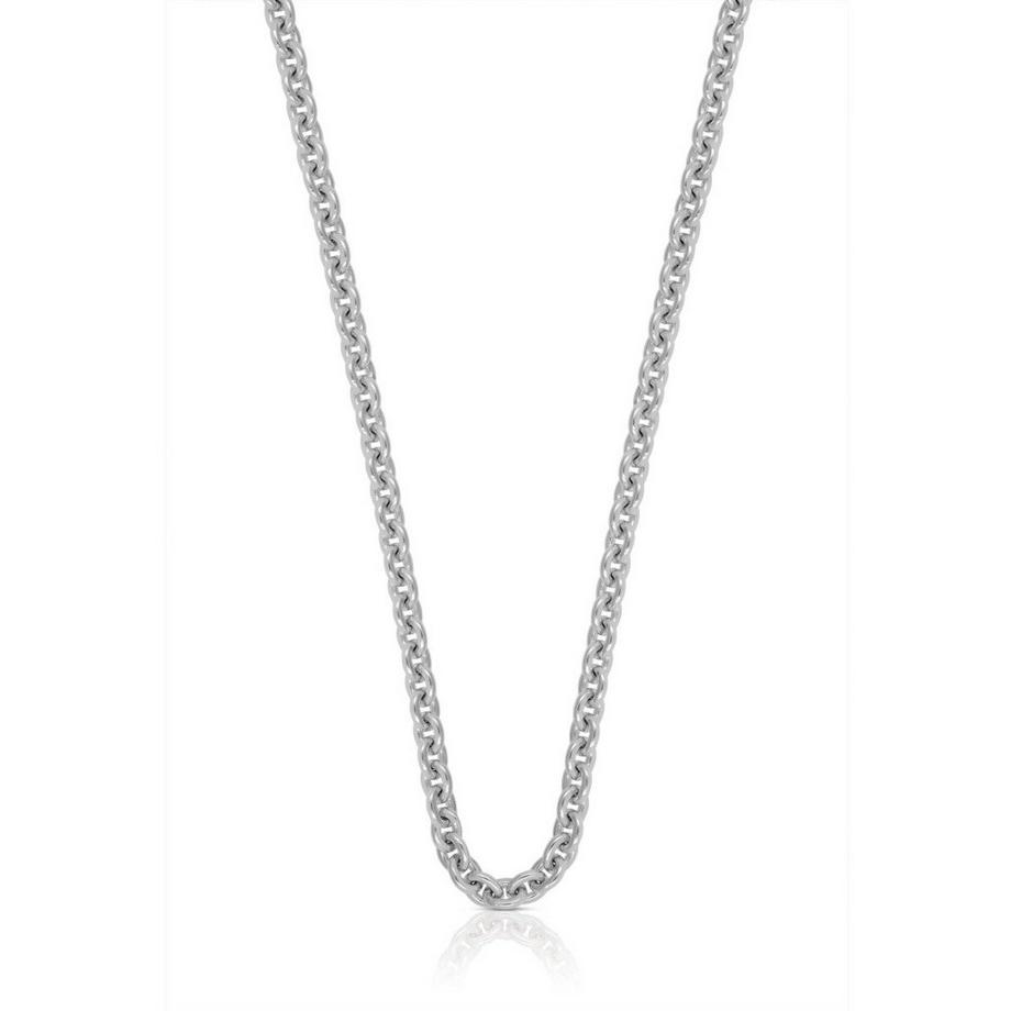 Collier forçat ronde en or blanc 375, 3.9mm, 50cm