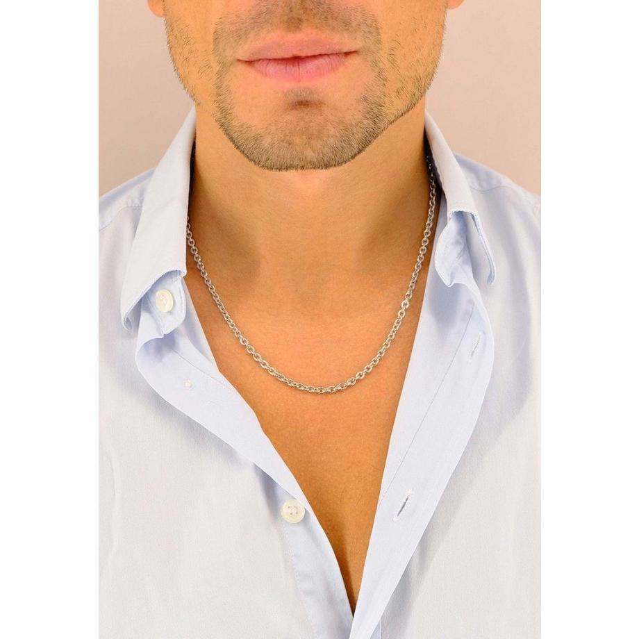 MUAU Schmuck  Collier forçat ronde en or blanc 375, 3.9mm, 50cm 