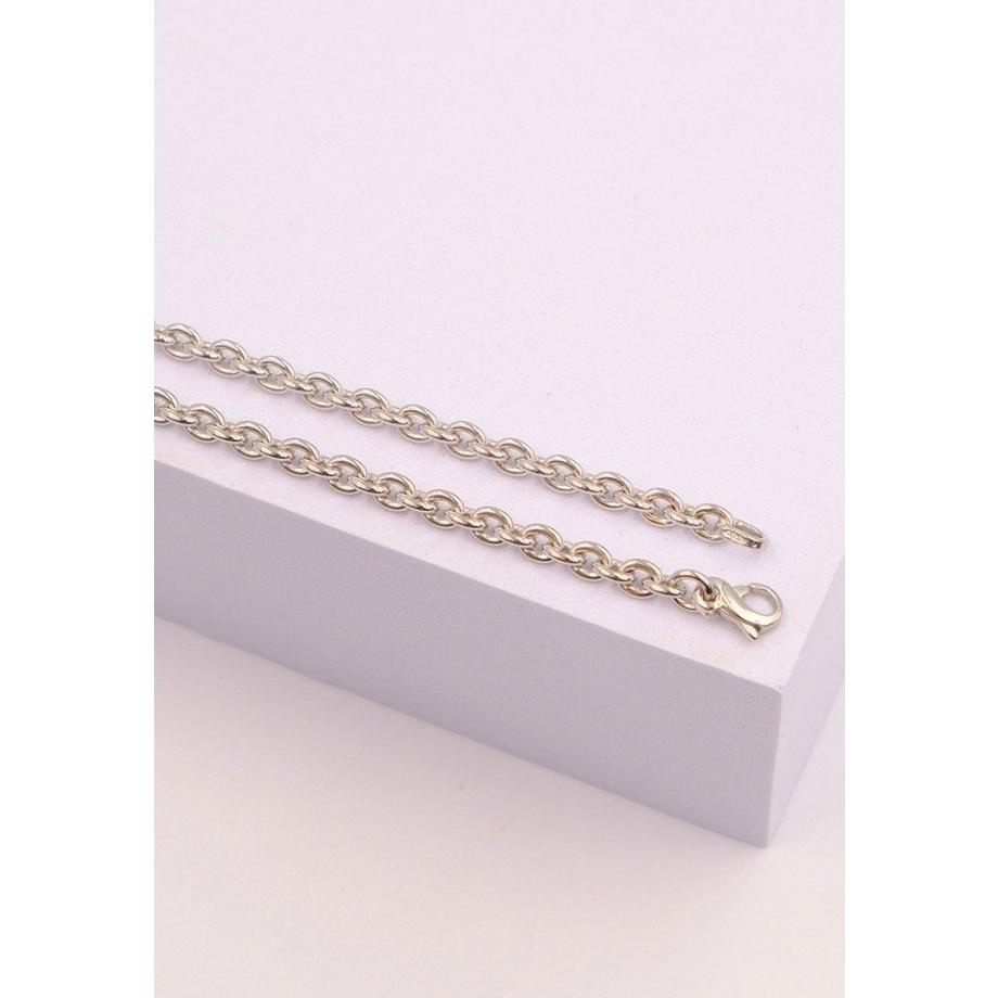 MUAU Schmuck  Collier forçat ronde en or blanc 375, 3.9mm, 50cm 