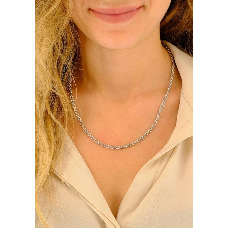 MUAU Schmuck  Collier forçat ronde en or blanc 375, 3.9mm, 50cm 