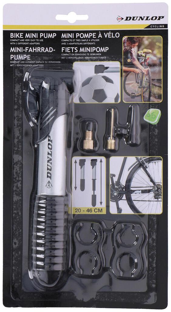 Dunlop  Fahrrad-Pumpe mini inkl 3 Ventiladapter 