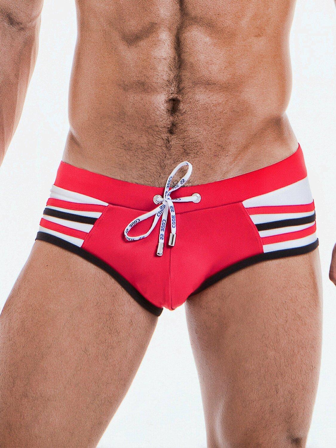 Image of Multistreifen-badeslip Herren Rot Bunt L