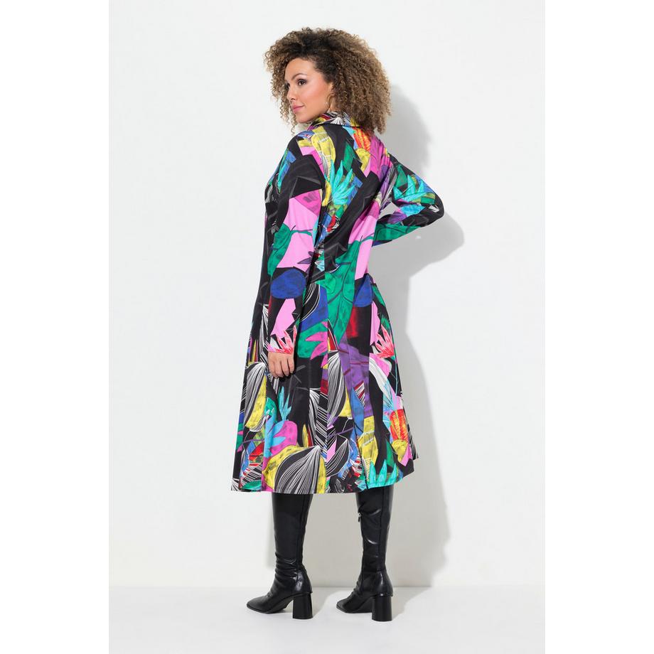 Ulla Popken Abito in jersey A-Line con pieghe Godet Maniche Lunghe  