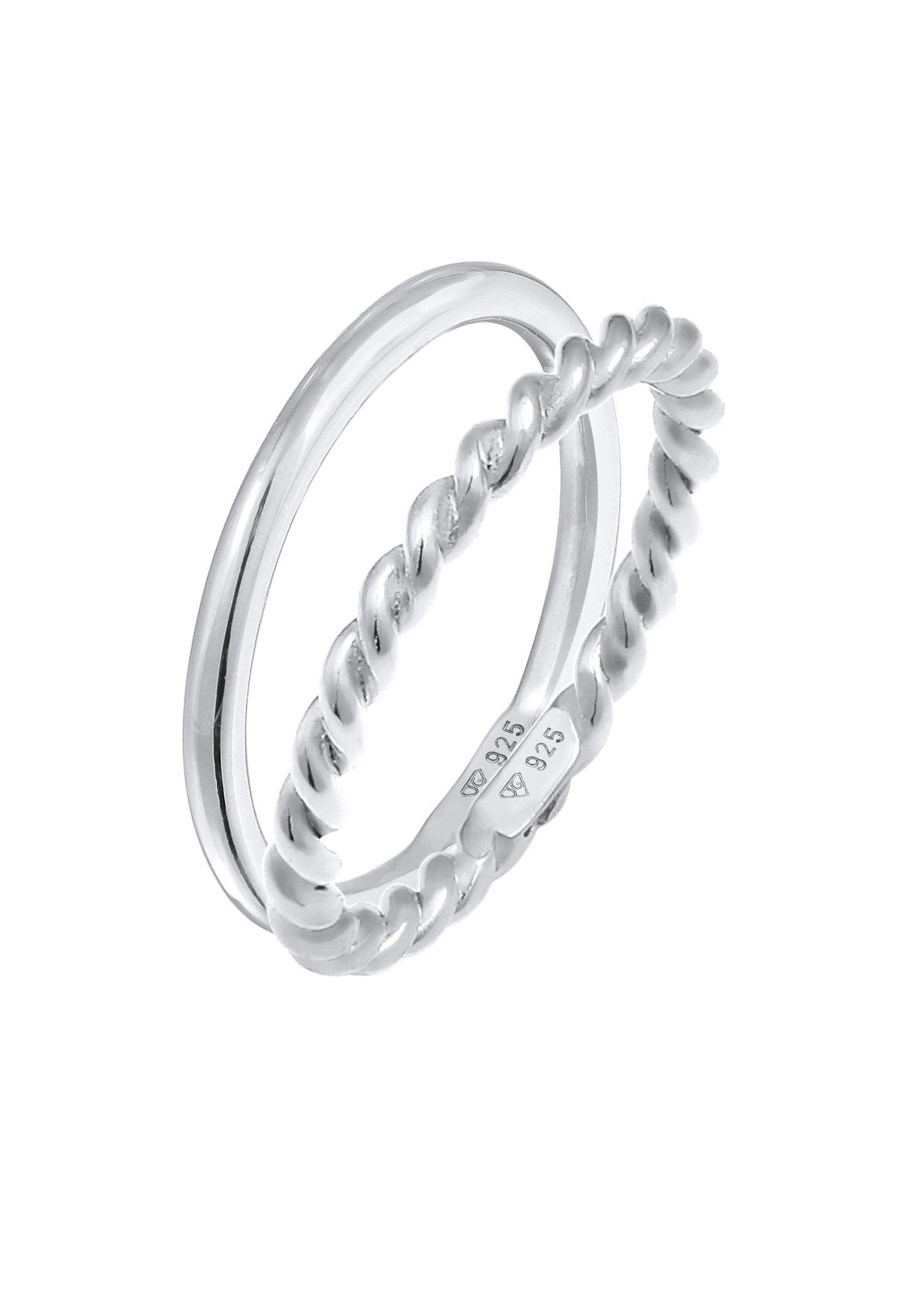 Image of Ring Basic Twisted 2er Set 925 Silber Damen Silber 56mm