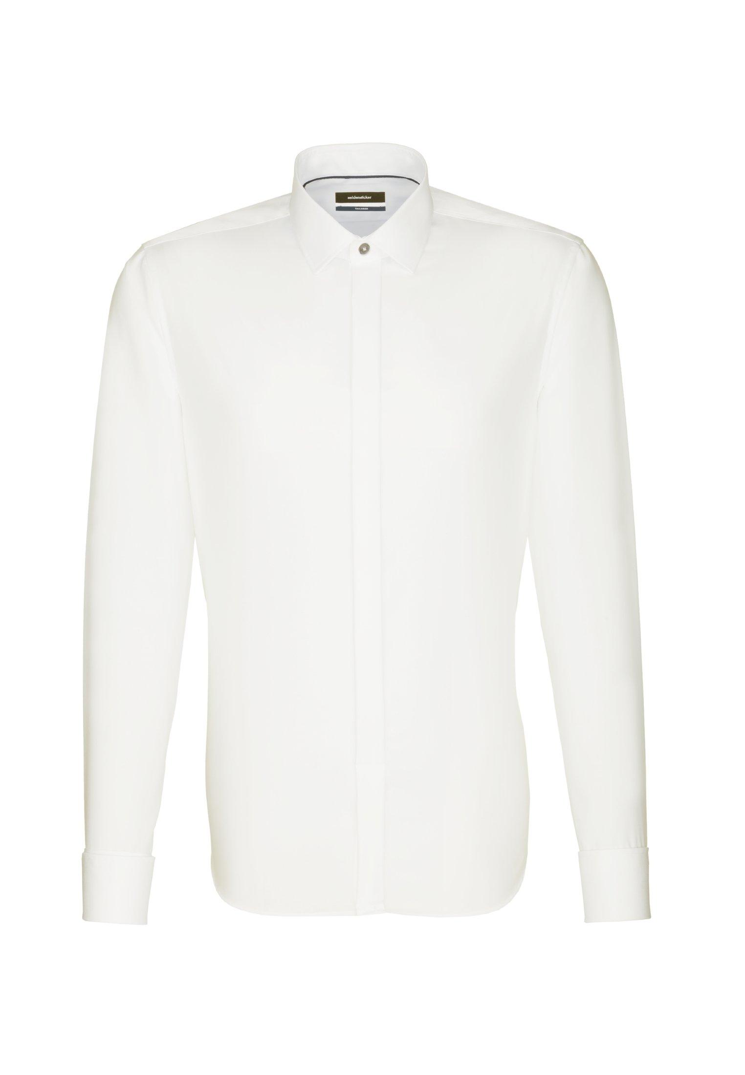 Image of Smokinghemd Shaped Fit Langarm Uni Herren Schneeweiss 46